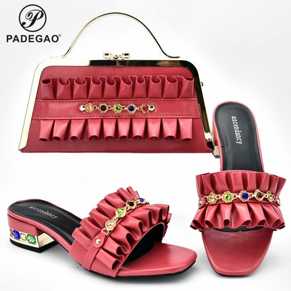 

red color nigerian shoes and bags to match shoes with bag set 2020 super high heels matching italian shoe and bag set, Black