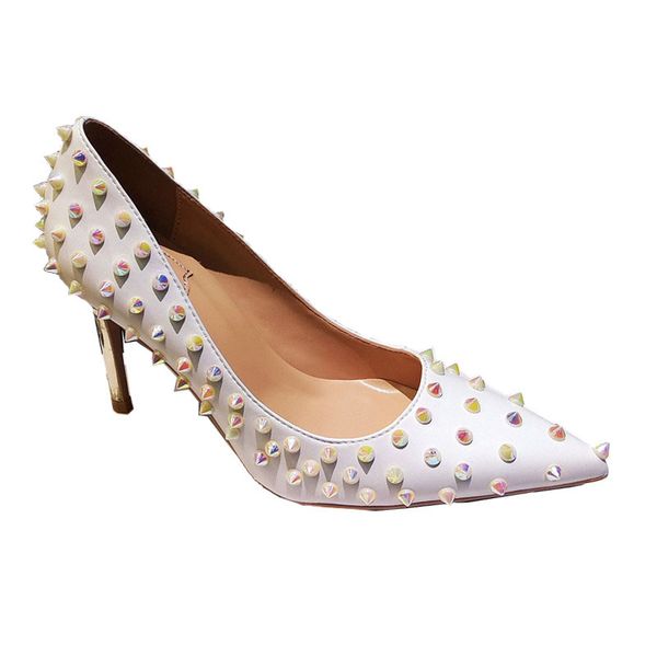 

ollymurs 2020 new fashion women's shoes rivet tip white, Black