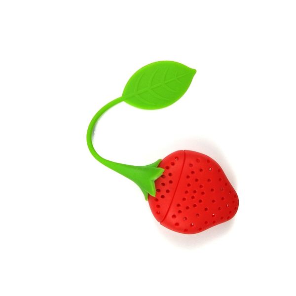 Infusore per il tè Colino a forma di foglia di fragola Progettato Silicone Colino per il tè Borsa per attrezzi Borsa per il filtro del tè Strumenti T2I51079