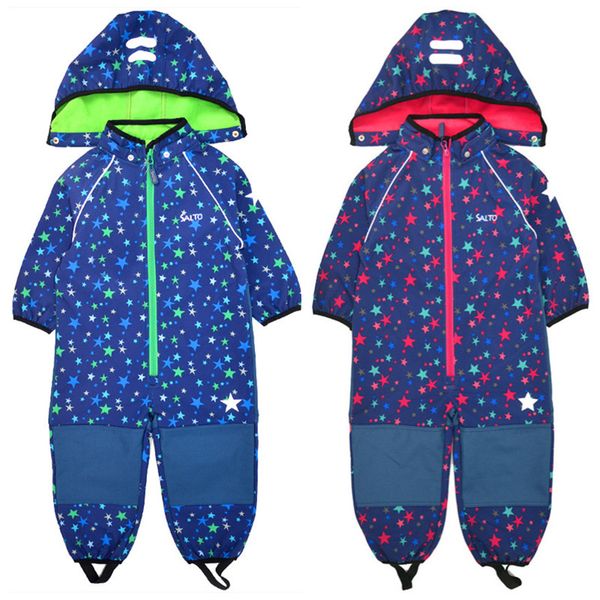 

soft shell baby jumpsuit boy girl siamese romper with foot jumpsuit warm thin section, Blue
