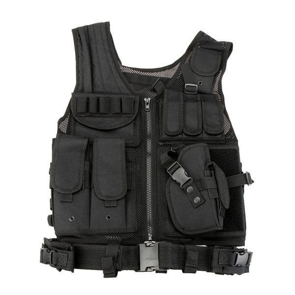 

outdoor army polyester war game hunting vest for camping hiking, Camo;black