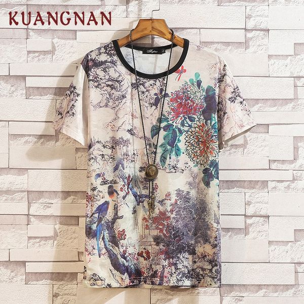 

kuangnan chinese style t shirt men harajuku funny tshirt men t-shirt streetwear t shirt 5xl summer 2019 new arrivals, White;black