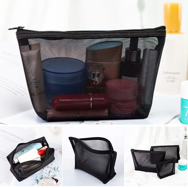 

3pcs mesh makeup bags zipper pouch see through cosmetic bag for home offices travel h66