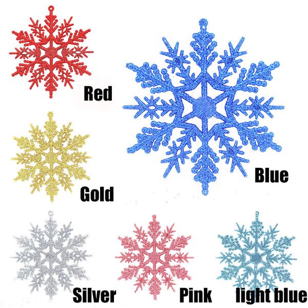 

6pcs/set glitter snowflake christmas ornaments adornos de navidad para casa xmas tree hanging decoration frozen party supplies