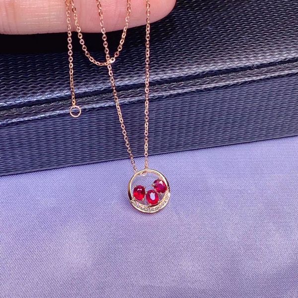 

colife jewelry 18k gold ruby pendant for daily wear 3*4mm natural ruby necklace pendant 100% real 18k rose gold jewelry, Silver