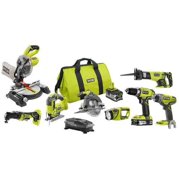 

Ryobi cordle 8 power tool combo kit 18 volt lithium ion charger battery bag
