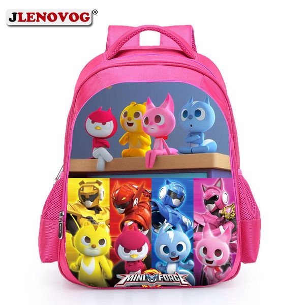 

miniforce lucky max school bag kids carton hero schoolbag 16 inch book bags pupil backpacks for boys girls pink black mochila