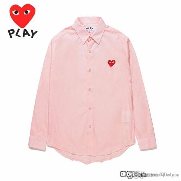

holiday heart emoji play c331 pink red heart long shirt blouse pure color com long sleeve des garcons t-shirt, White