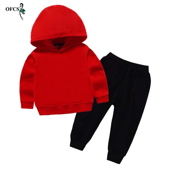 

baby boys cotton suit new spring autumn children's hooded baby girl leisure sports long sleeve + trousers pure colours, White