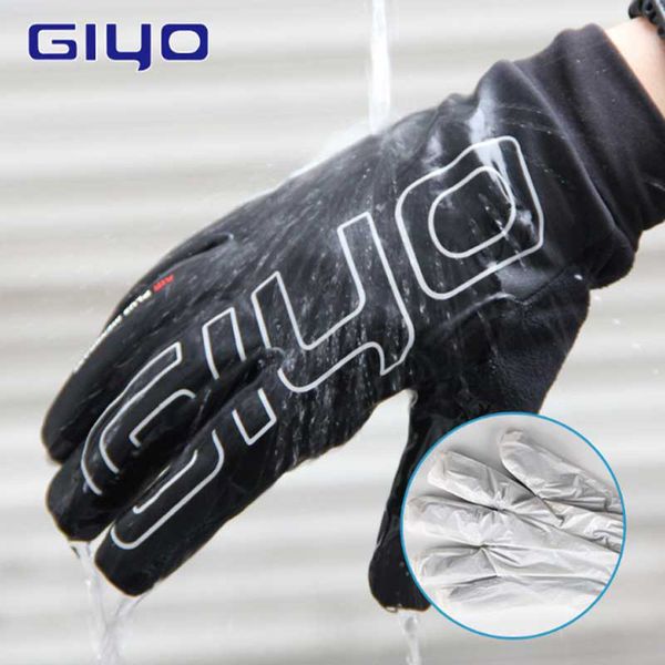 

giyo bike touch screen winter gloves warm fleece bicycle full finger waterproof ing, Black