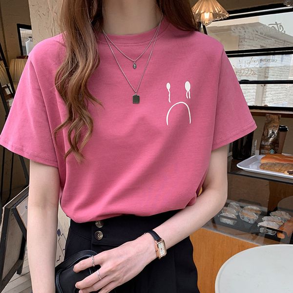 

short-sleeved t-shirt female summer new korean women's loose wild students t-shirt ins, White
