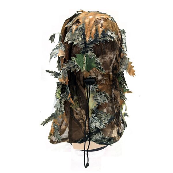 

3d mask multi-functional tactical hunting leaf blind camping hunting bionic camouflage headgear, Black