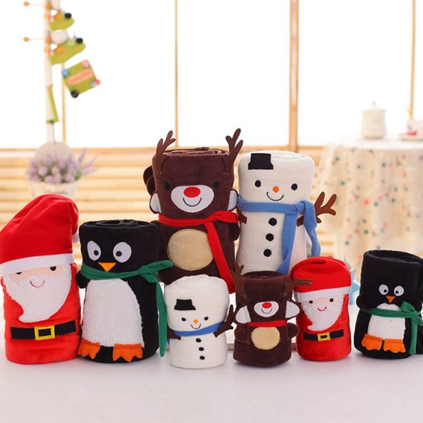

santa claus elk snowman penguin cartoon coral fleece blanket roll air conditioning blanket birthday gifts christmas gifts