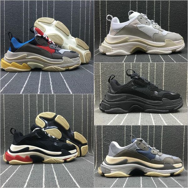 

мода paris triple s мужчины женщины повседневная обувь для папы трехместный черный белый серый старинные мужские стилистные кроссовки кроссо