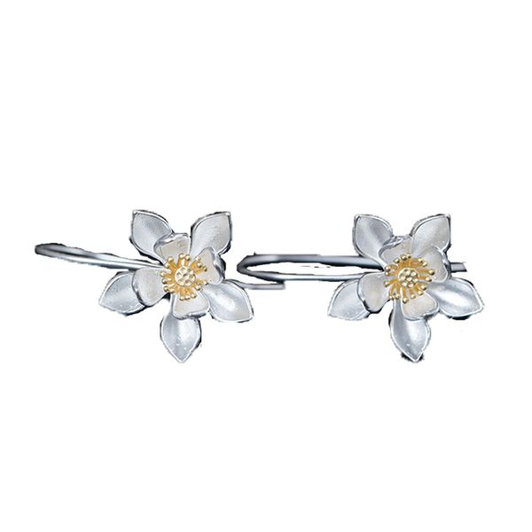 

серебро 925 пробы элегантная изысканная серьга «лотос» для женщин, Golden;silver