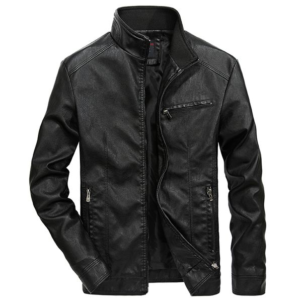 

brand autumn winter leather jacket men windproof pu leather motorcycle jacket casual outwear jackets and coats jaqueta de couro, Black