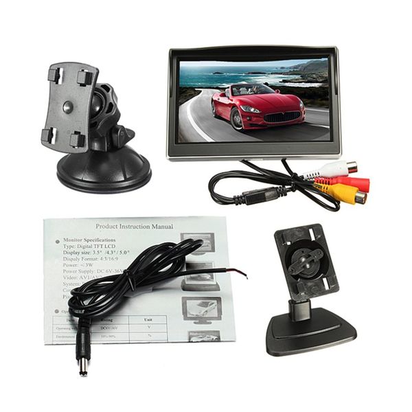 

5.0 inch digital tft lcd screen display hd car rear view monitor night vision set with mounting bracket universal