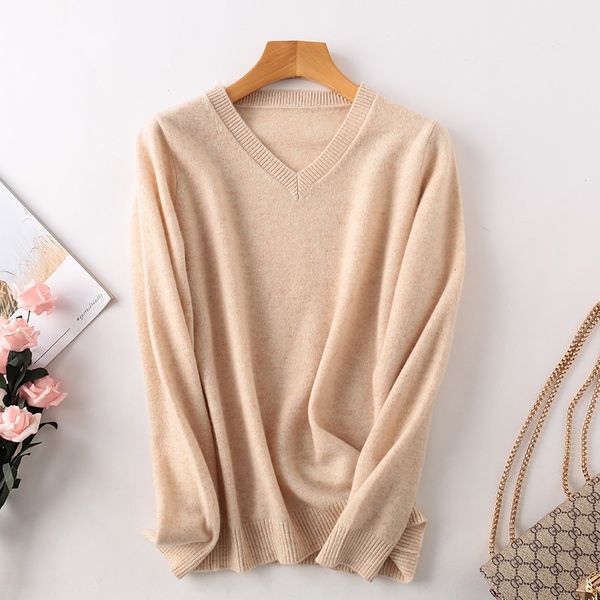 

women's sweaters 2021 fall 100% pure cashmere wool women pullover sweater winter clothes woman long sleeve v-neck clothing oversized kn, White;black
