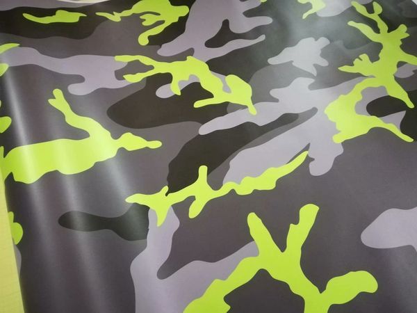 Grande preto amarelo cinza Camuflagem vinil envoltório para veículo filme envoltório do carro Camo Truck Wrap cobrindo folha Auto adesivos autocolantes 1.52x30 m 5x98ft