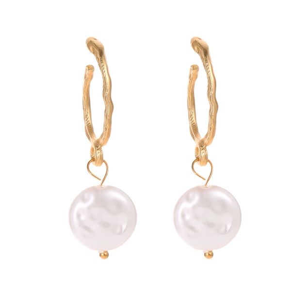 

korean drop earrings female trendy bohemia irregular simulated pearl drop earrings women errings fashion statement jewelry gifts, Silver