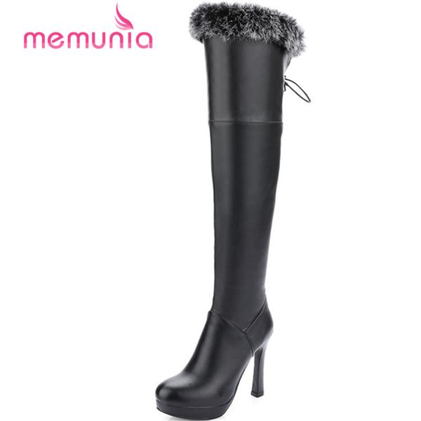 

memunia new arrive 2020 fashion over the knee boots autumn winter platform boots super high heel women size 34-43, Black