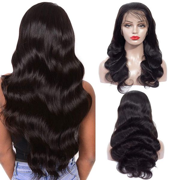 

body wave lace front human hair wigs 4*1 lace ine wig brazilian remy part wig pre plucked 150 density wowebony, Black;brown