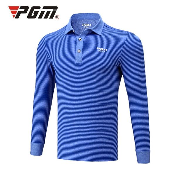 

pgm golf sport shirts spring autumn long sleeve turn-down collar shirts mens striped comfort training running tshirts d0487, Black;blue