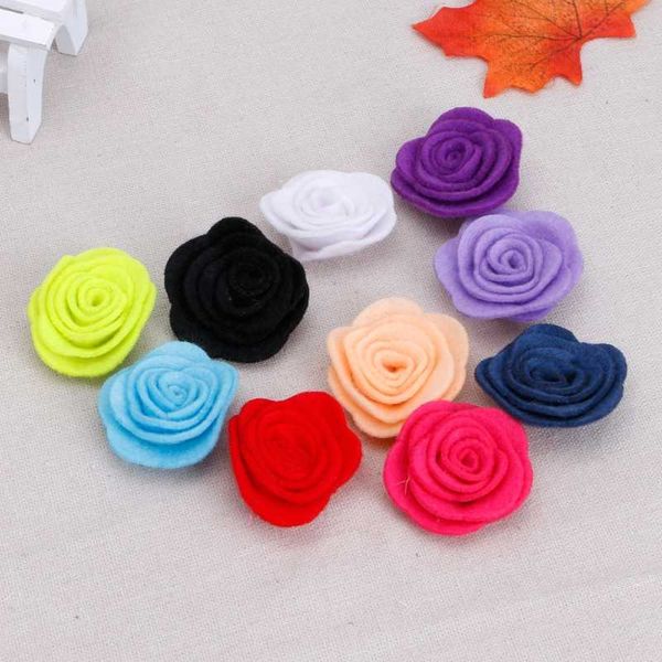 

drop ship 10 шт. / лот ручной работы войлок роза цветок diy для волос аксессуары оголовье украшения, Slivery;white