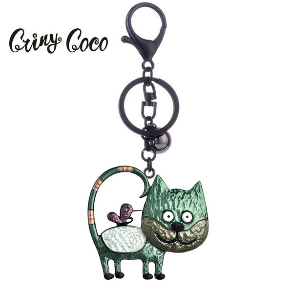 

2020 new arrival creative cat key ring trinket women's fashion alloy metal keychains rings sweet girls party jewelry wedding, Silver