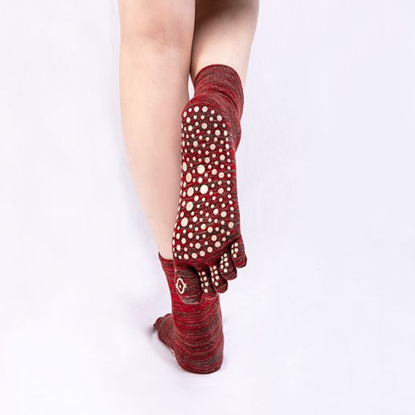 

3 pairs five-toe yoga socks women yoga training active wear socks colorful pattern rubber non-slip bottom sports, Black