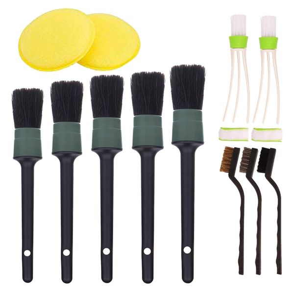 

12 pieces car cleaner brush set including detail brush wire automotive air conditioner auto detailing for cleaning w