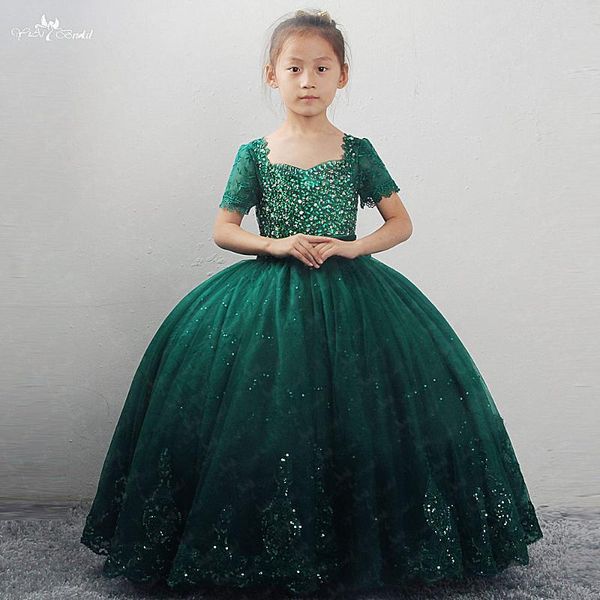 

fg14 real pictures yiaibridal communion dresses green colored crystal beading pageant flower girl dresses ball gown, Red;yellow