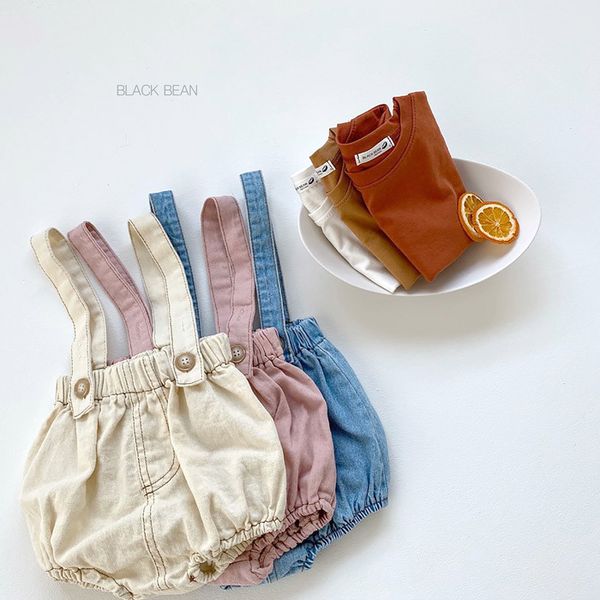 

2020 korea style baby girls boys denim overall summer kids short 0-2 years, Blue