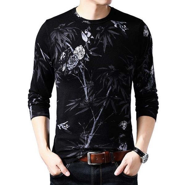 

black white printed sweater erkek kazak mens round neck pullover sueter hombre slim fit pull homme mens chompas hombre, White;black