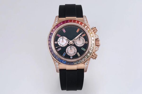 

116597 brand watch rbow timing montre de luxe 4130 mechanical movement watches 40mm (36 gems) rubber band designer watches 003, Slivery;brown