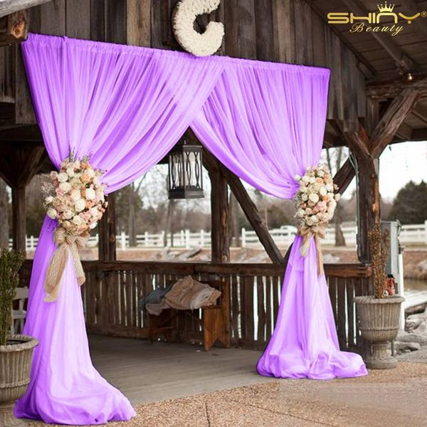 

59x108 inch chiffon curtains 2 panels boho light purple wedding outdoor voile curtain chiffon backdrop for bedroom-m191008
