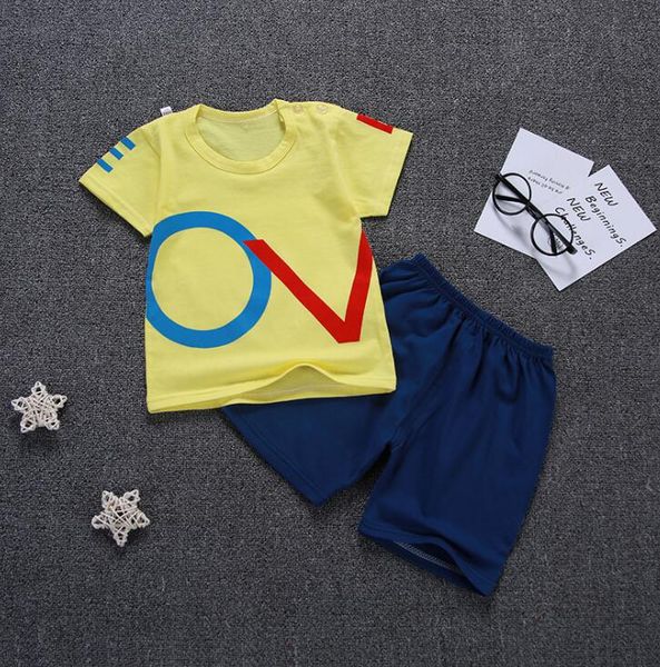 

kids sets children t-shirts and shorts pants kids tracksuits children sport suit 2 pcs/sets short sleeve, White