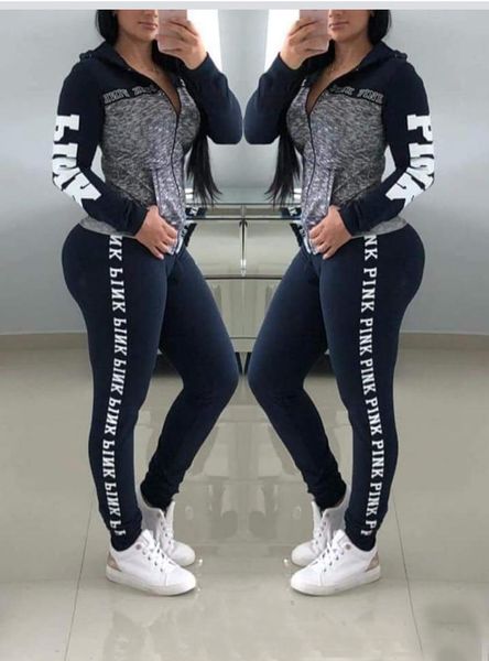 

Women autumn port track uit pink letter jacket pant 2pc clothing et de igner athletic uit for ale