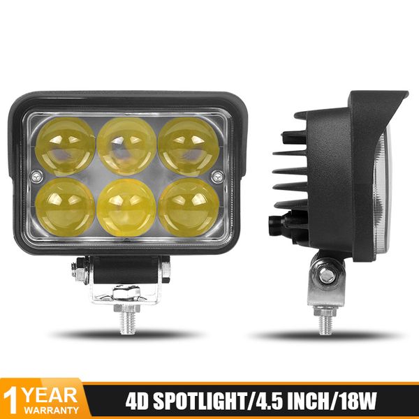 

deri 4.5 inch 18w led auto work lamp lens 4d spotlight 6led work light led bar offroad light bar car accessories 6000k white