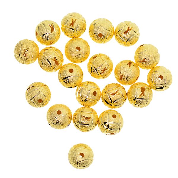 

20pcs 12mm hollow filigree brass round loose spacer beads diy jewelry making