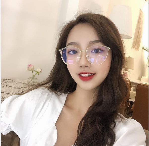 

корейская версия плоского зеркала женский полигон очки рамка прозрачные очки рамка плоские очки прилив, White;black