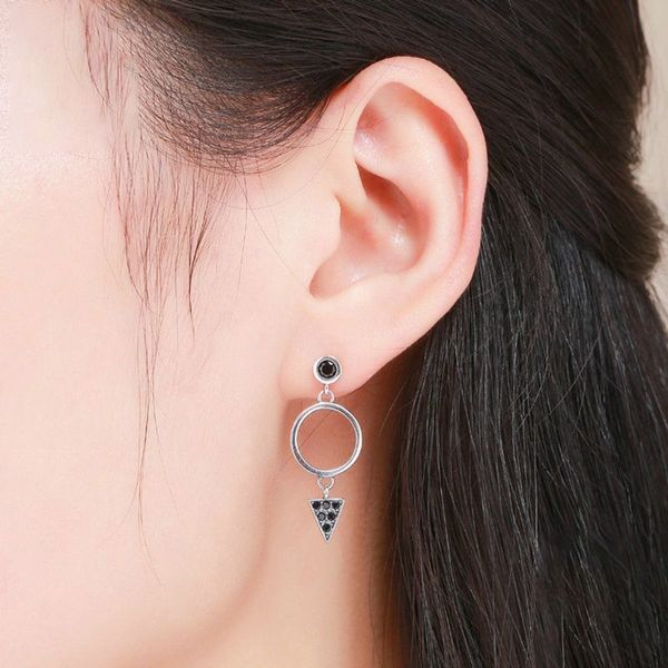 

asymmetry halo geometric drop earrings with cubic zirconia+925 sterling silver