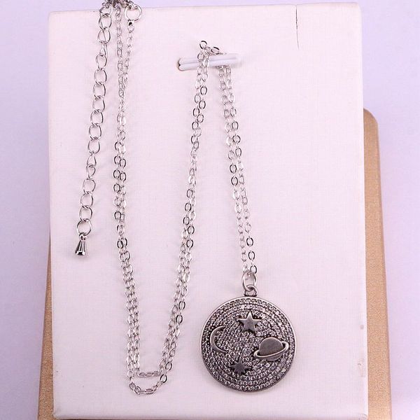 

4pcs, antique silver pave clear cz crystal moon star pendants fashion jewelry metal chain necklace elegant vintage gift