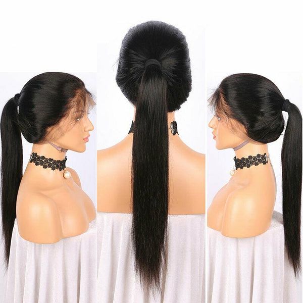 

lace front human hair wigs brazilian straight pre plucked for women frontal wigs, Black;brown