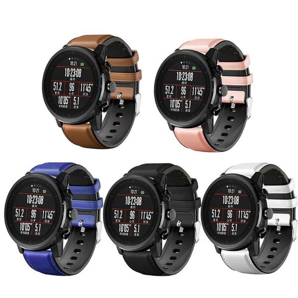 

silicone leather watchband wrist band strap bracelet replacement for huawei watch gt active/elegant for honor magic, Black;brown