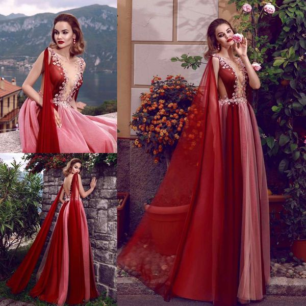 

2019 new arrival evening dresses jewel neck lace appliques see through occasion party celebrity gowns backless formal prom dresses, Black;red