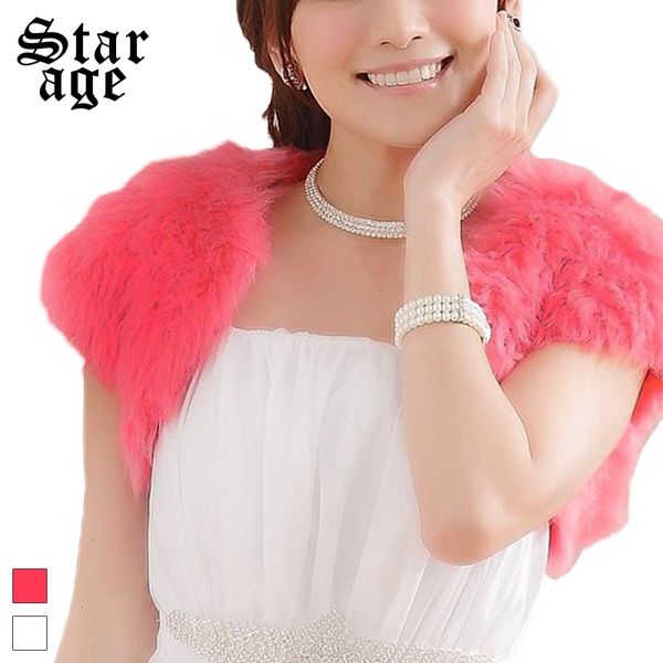 

l-3xl sweet short fur shawl fur vest waistcoat women short jacket coats for party dress red/white 2015 new fashion clothes 9361, Black