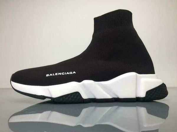 

casual shoes fashion luxury socks boots sneakers woman new slip-on elastic cloth speed trainer man shoes, Black