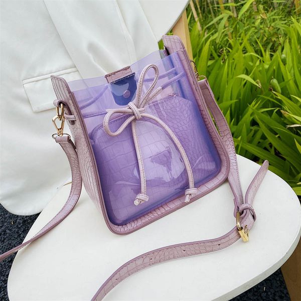 

women's bag solid color pvc transparent messenger bag in summer 2020 sac a main femme bolsos de mujer