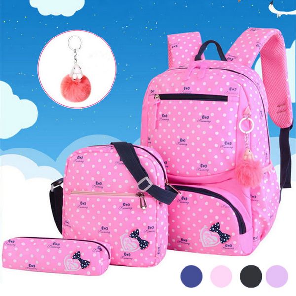 

oeak kid's cute wave point lightweight bookbag backpack school bag for primary students three-pieces 2019 new fashion